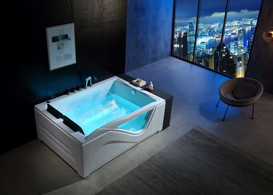 Ladodo Luxury Double Rectangle Bathtub With One Piece LED Bottom Light