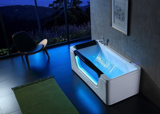 Outdoor 3-Person Spa Bubble Bathtub With Front Led Glass And Deep Soak Feature