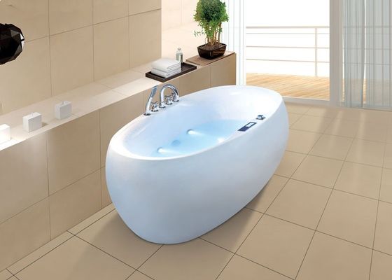 Egg Shaped Acrylic Single Soaking Massaging Bathtub