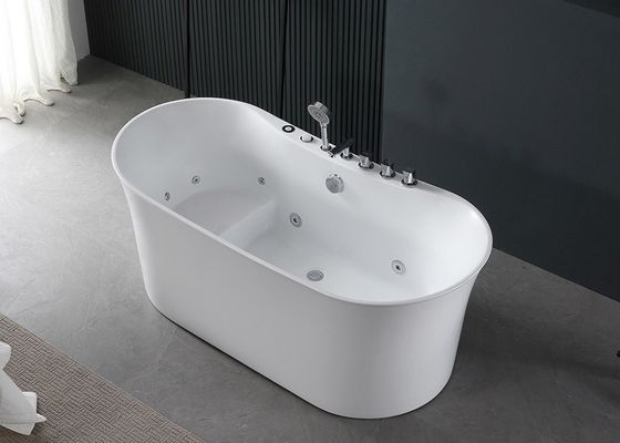 Oval Freestanding Acrylic Massage Bathtub Single Person Enjoyment