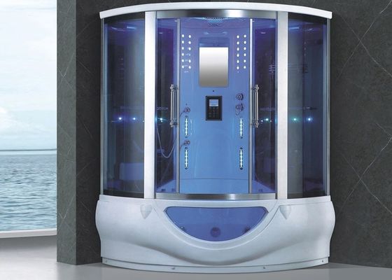 1700mm White Acrylic Corner Steam Room with Shower Massage Bathtub
