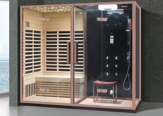 Gold Frame Temp Adjustable Sauna Steam Room With Head Shower