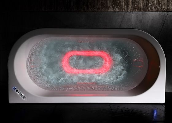 Freestanding Double Waterfall Led Light Single Bathtub In Acrylic