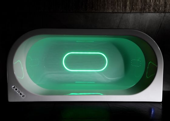 Freestanding Double Waterfall Led Light Single Bathtub In Acrylic