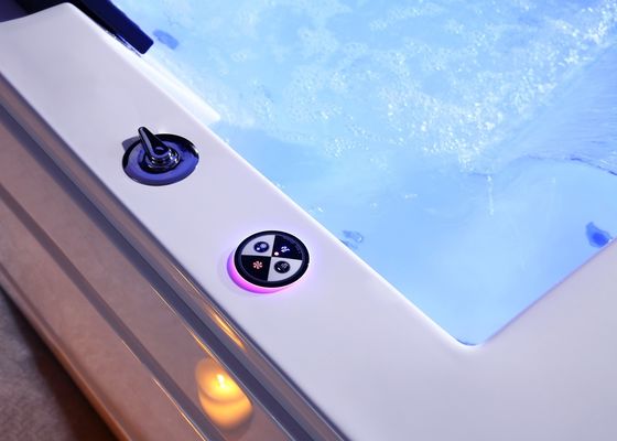 Ladodo E-8007 Two Person Acrylic Freestanding Rectangle Bathtub With Double Waterfall