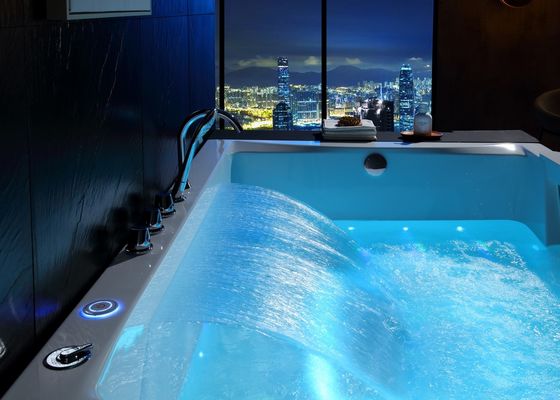 Ladodo Luxury Double Rectangle Bathtub With One Piece LED Bottom Light
