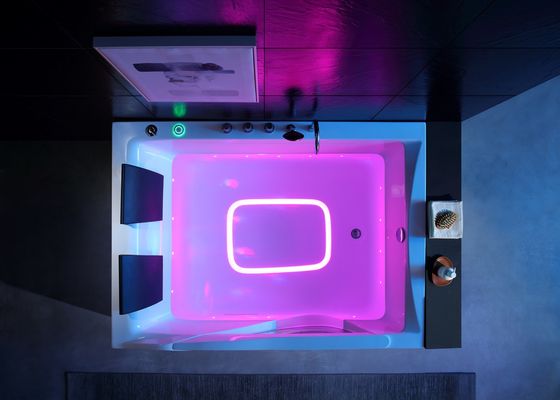 Ladodo Luxury Double Rectangle Bathtub With One Piece LED Bottom Light