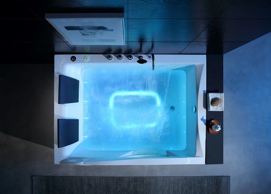 Ladodo Luxury Double Rectangle Bathtub With One Piece LED Bottom Light