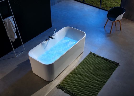 Deep Soaking Ergonomic One- LED Bathtub With Built in Pillow