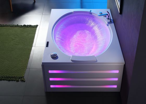 Modern Rectangle Bathtub with Oval Waterfall and Double Soaking Tub