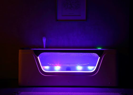 Outdoor 3-Person Spa Bubble Bathtub With Front Led Glass And Deep Soak Feature