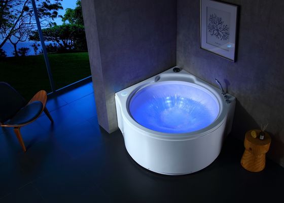 Acrylic Whirlpool Corner Massage Bathtub With Circle Waterfall
