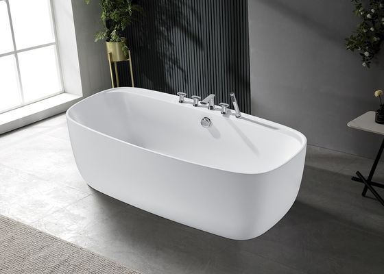 Ladodo Acrylic Bathtub E-5405 Freestanding Rectangular Soaking Bath Tub With Sim Edge