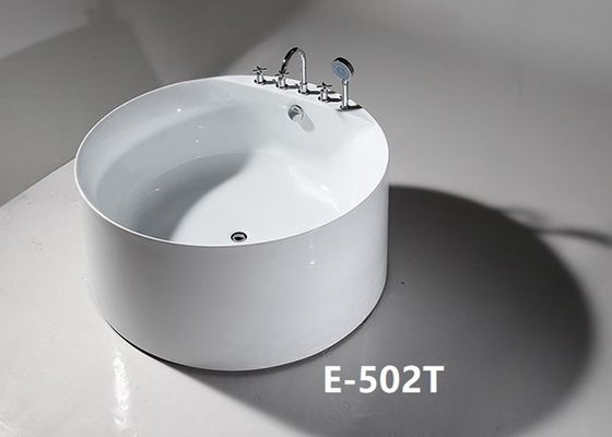 Free Standing Soaking Bathtub Tub With Grab Bar Shower Head And Backrest