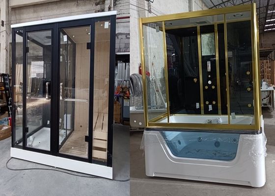 1700mm White Acrylic Corner Steam Room with Shower Massage Bathtub