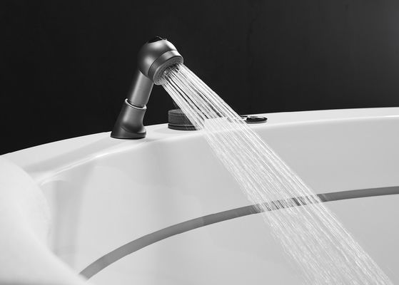 D1600mm Round Massage Bathtub with 2 inner LED strips Hidden bubble bath - Fit 3 Person For Small Spaces