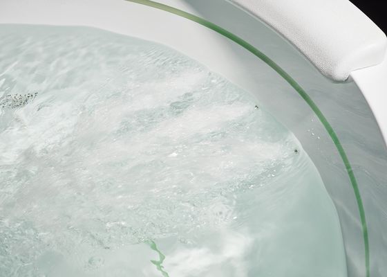 D1600mm Round Massage Bathtub with 2 inner LED strips Hidden bubble bath - Fit 3 Person For Small Spaces