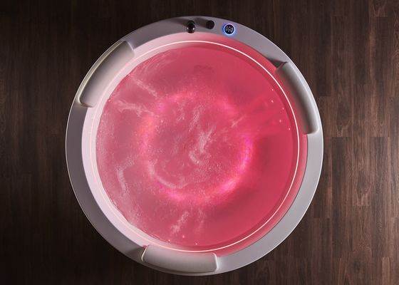 D1600mm Round Massage Bathtub with 2 inner LED strips Hidden bubble bath - Fit 3 Person For Small Spaces