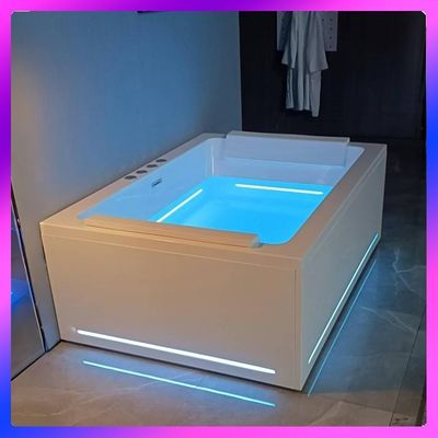 Ladodo E-8042 Two Person Acrylic Rectangle Bathtub With LED strip massage jets